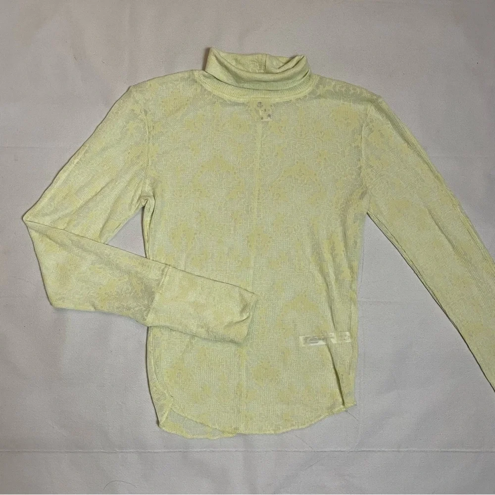 New Free People Light Green You and I Long Sleeve Turtleneck Top Size S